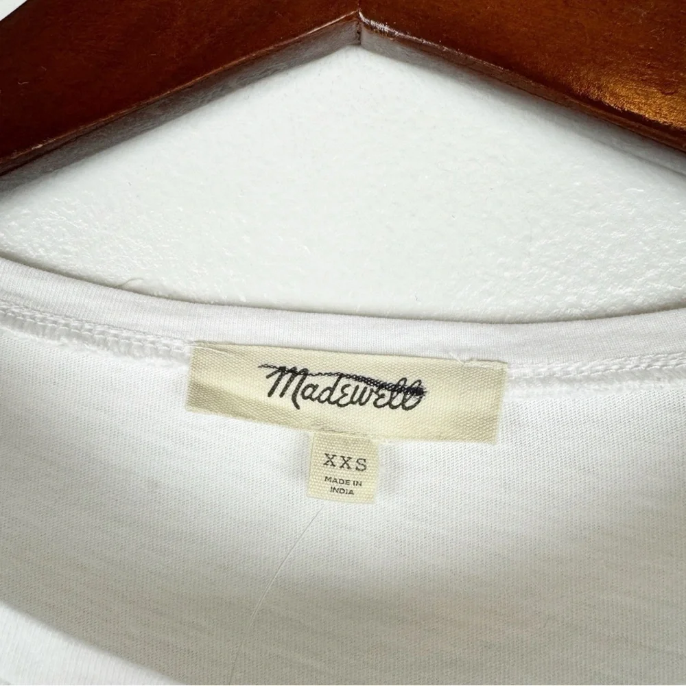 Madewell Puff-Sleeve Drop-Shoulder Knit Top Soft Cotton Jersey White XXS NWT
